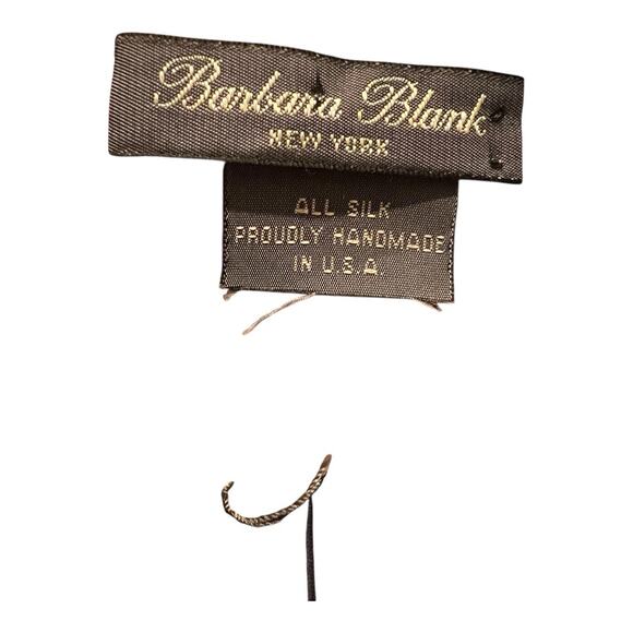 Barbara Blank Men's Necktie Tie Silk Hand Made USA Beige Burgundy 66 1/2" 90s - Picture 4 of 8